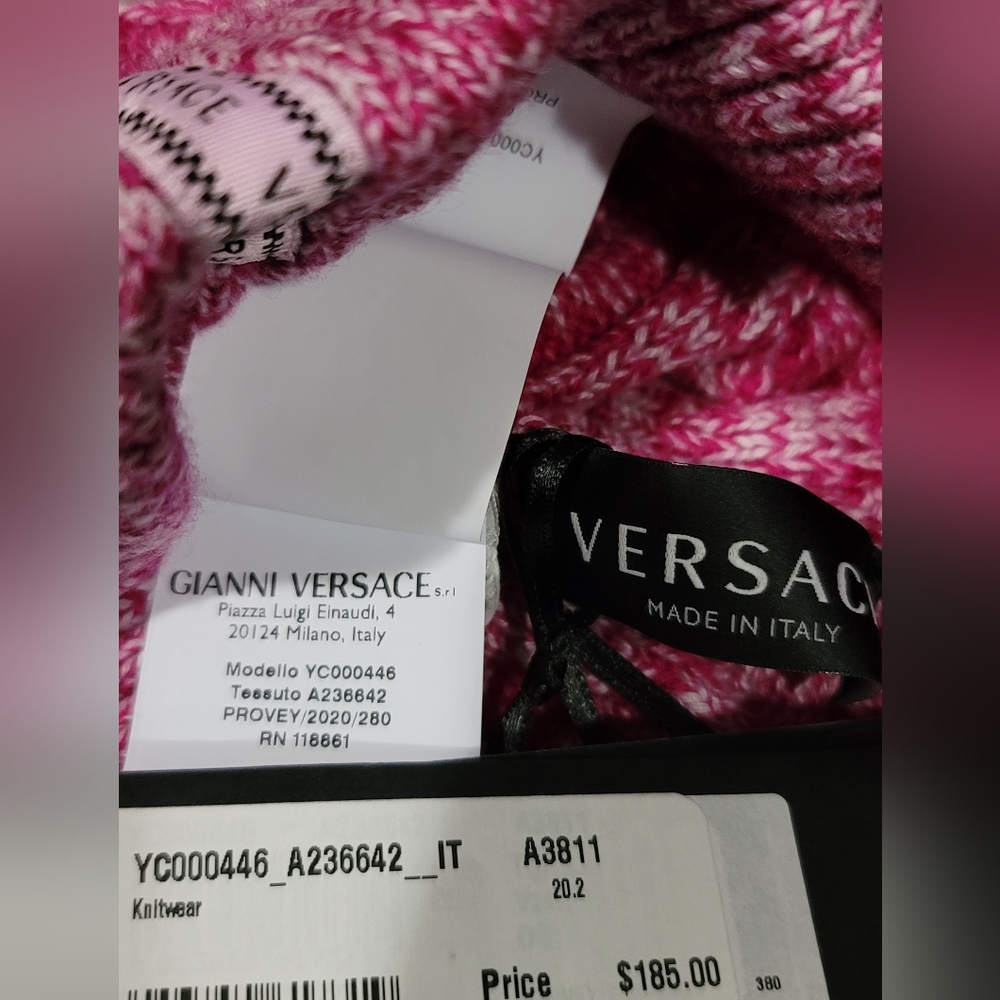 Sold‼️Versace knitwear pink beanie size L - Picture 4 of 7